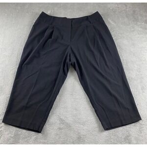 Worthington Black Cropped Pleated Wide Leg Dress Pants Women Size 16